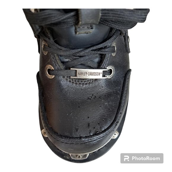 Harley-Davidson women's black leather boots Motorcycle booties Size 6 moto boots - Picture 14 of 16